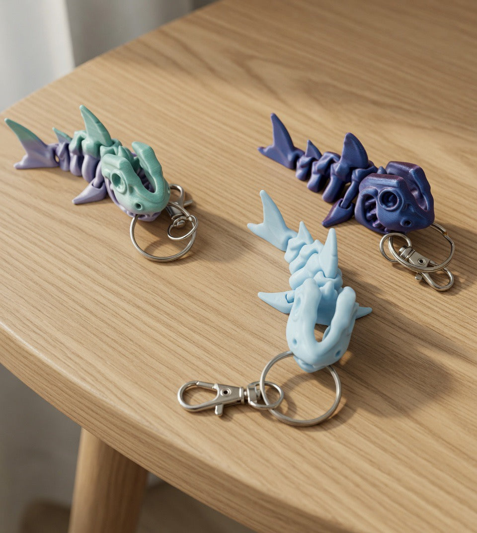 Skeleton Shark Keychain